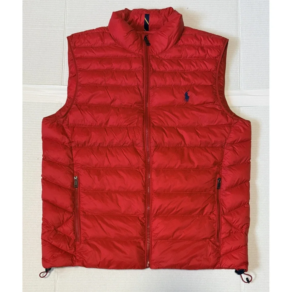 POLO RALPH LAUREN - Men's Puffer Vest - Red Quilted Full Zip - Size Medium